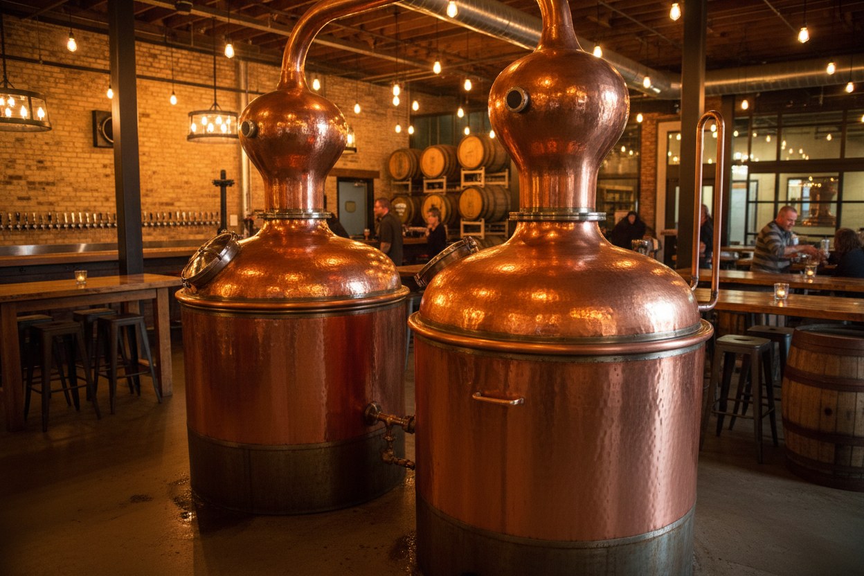 Craft bira ve damıtma için elde yapılmış kubbeli bakır kazan